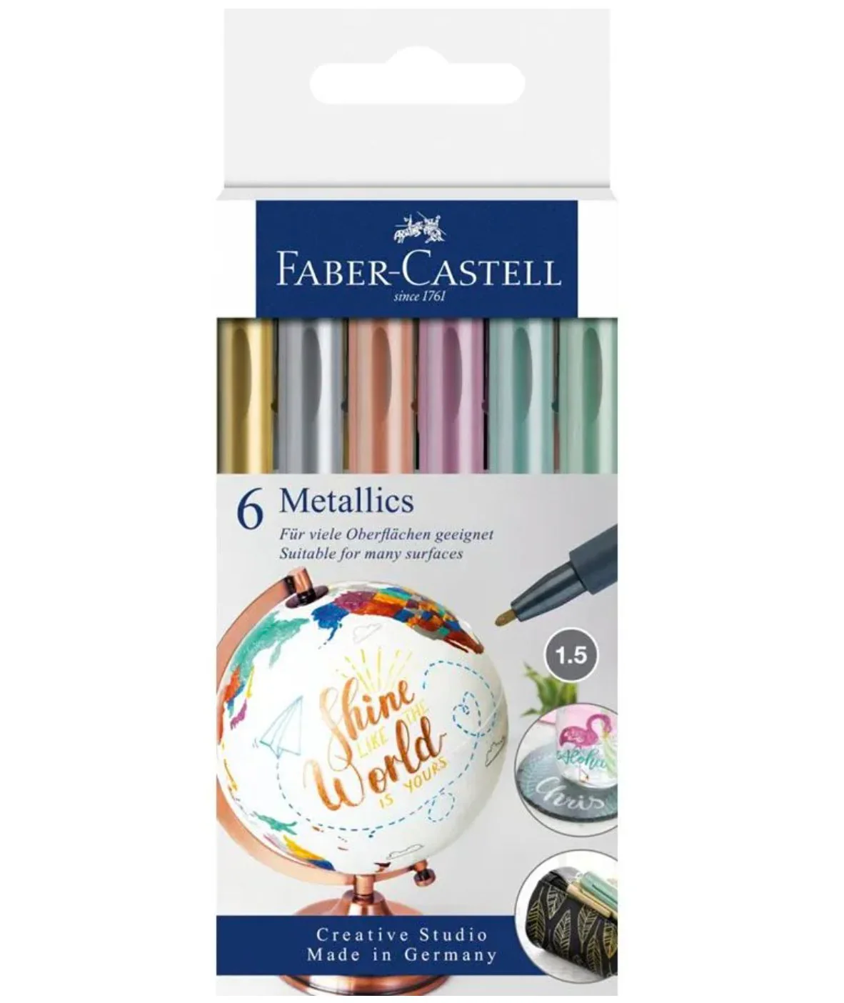 Faber-Castell Metallics Marker Cardboard Wallet Of 6 /  Neon marker Cardboard Wallet Of 6 - Image 4