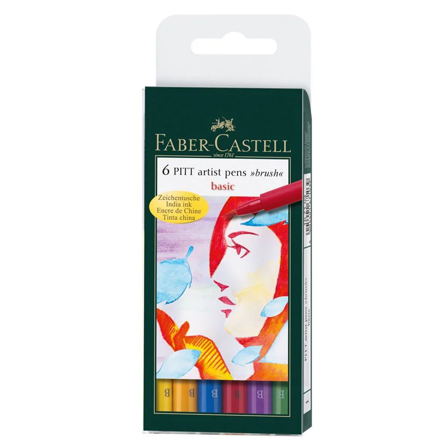 Faber-Castell PITT Artist Brush Pen Set of 6 (Basic Colour)