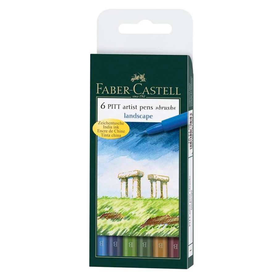 Faber-Castell PITT Artist Brush Pen Set of 6 (Landscape Colour)
