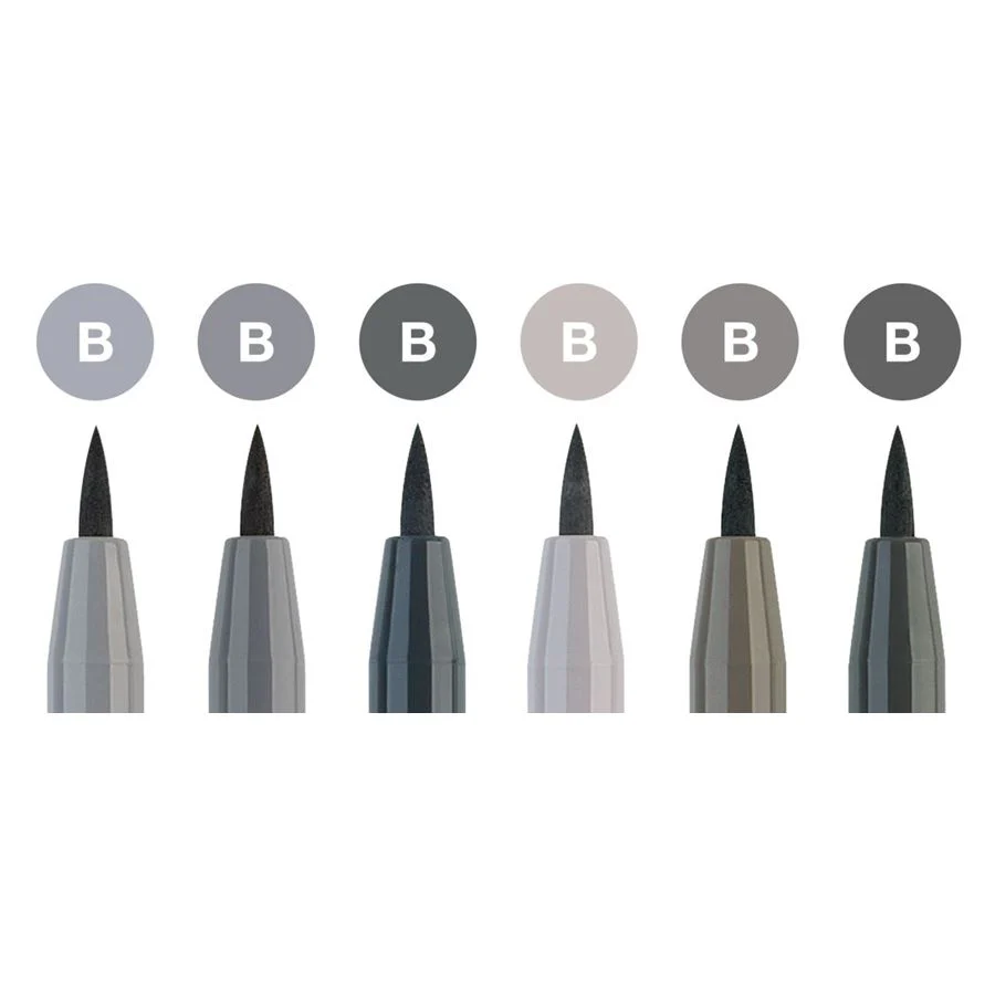 Faber-Castell PITT Artist Brush Pen Set of 6 (Shade of Grey) - Image 2