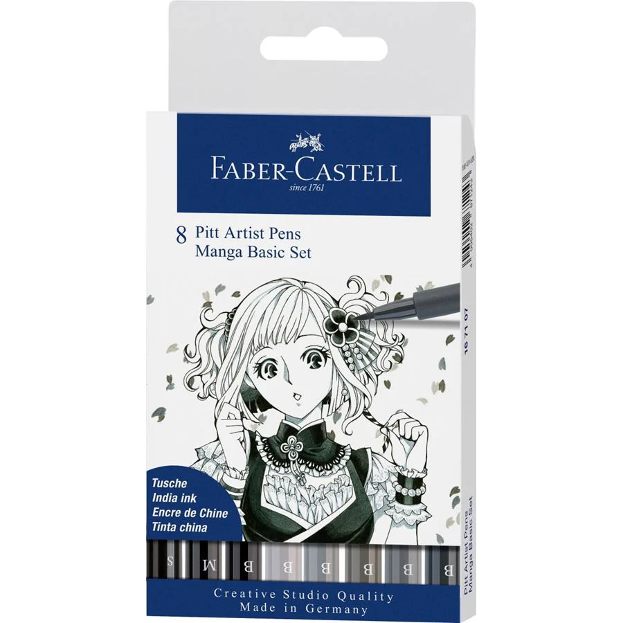 Faber-Castell Pitt Artist Pen Brush Manga Basic Set of 8