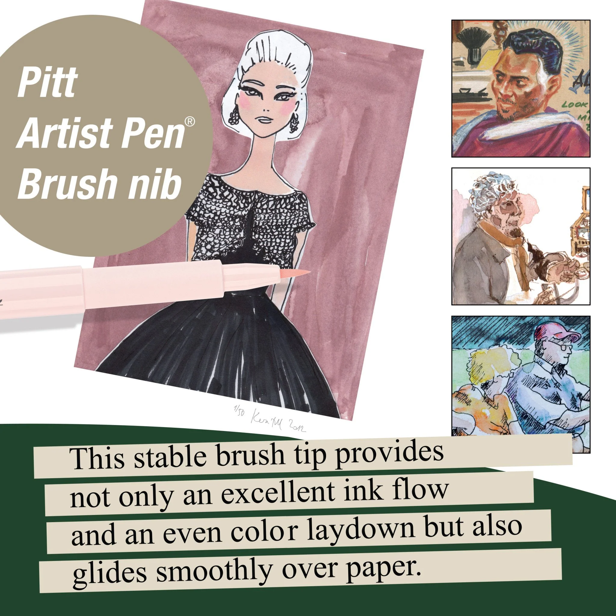 Faber-Castell PITT Artist Pen Brush Pen Set of 6 (Portrait) - Image 7
