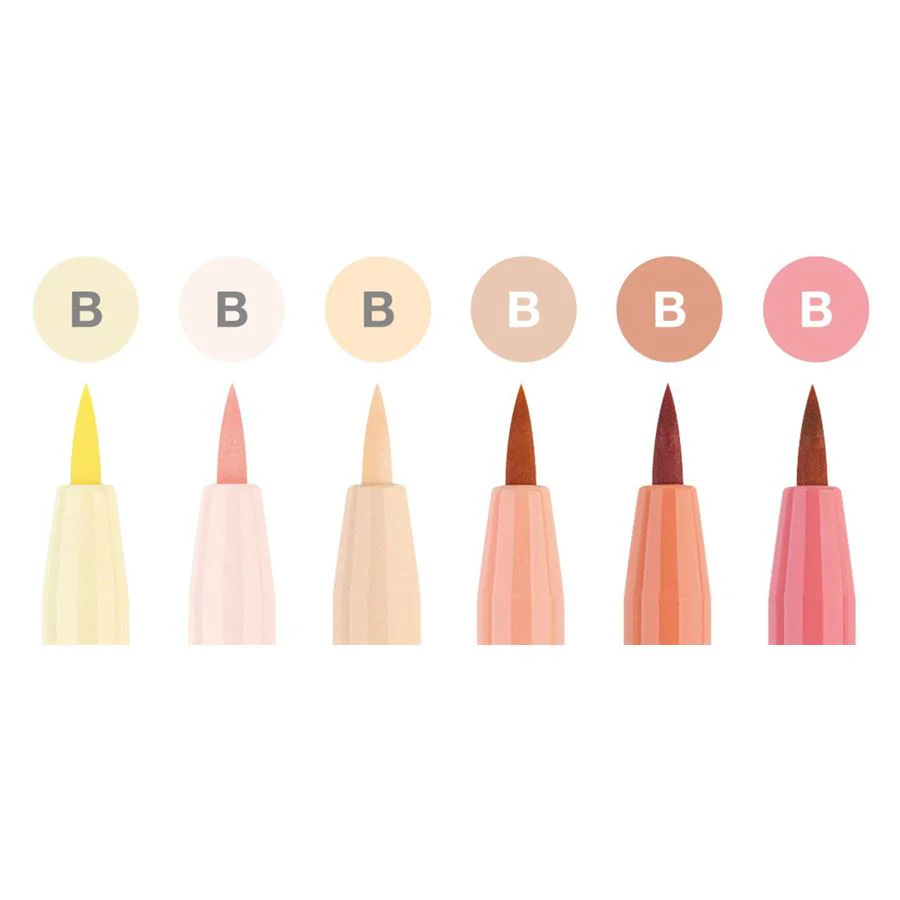 Faber-Castell PITT Artist Pen Brush Pen Set of 6 (Skin Tones Colour) - Image 2