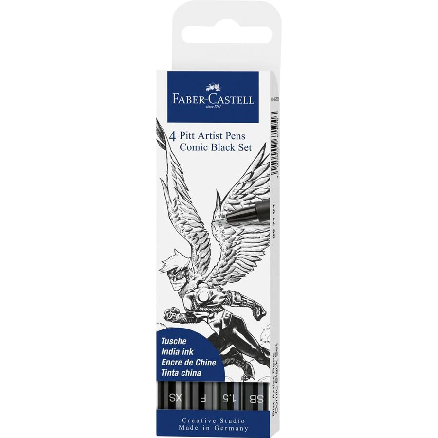 Faber-Castell Pitt Artist Pen Comic Black Set of 4