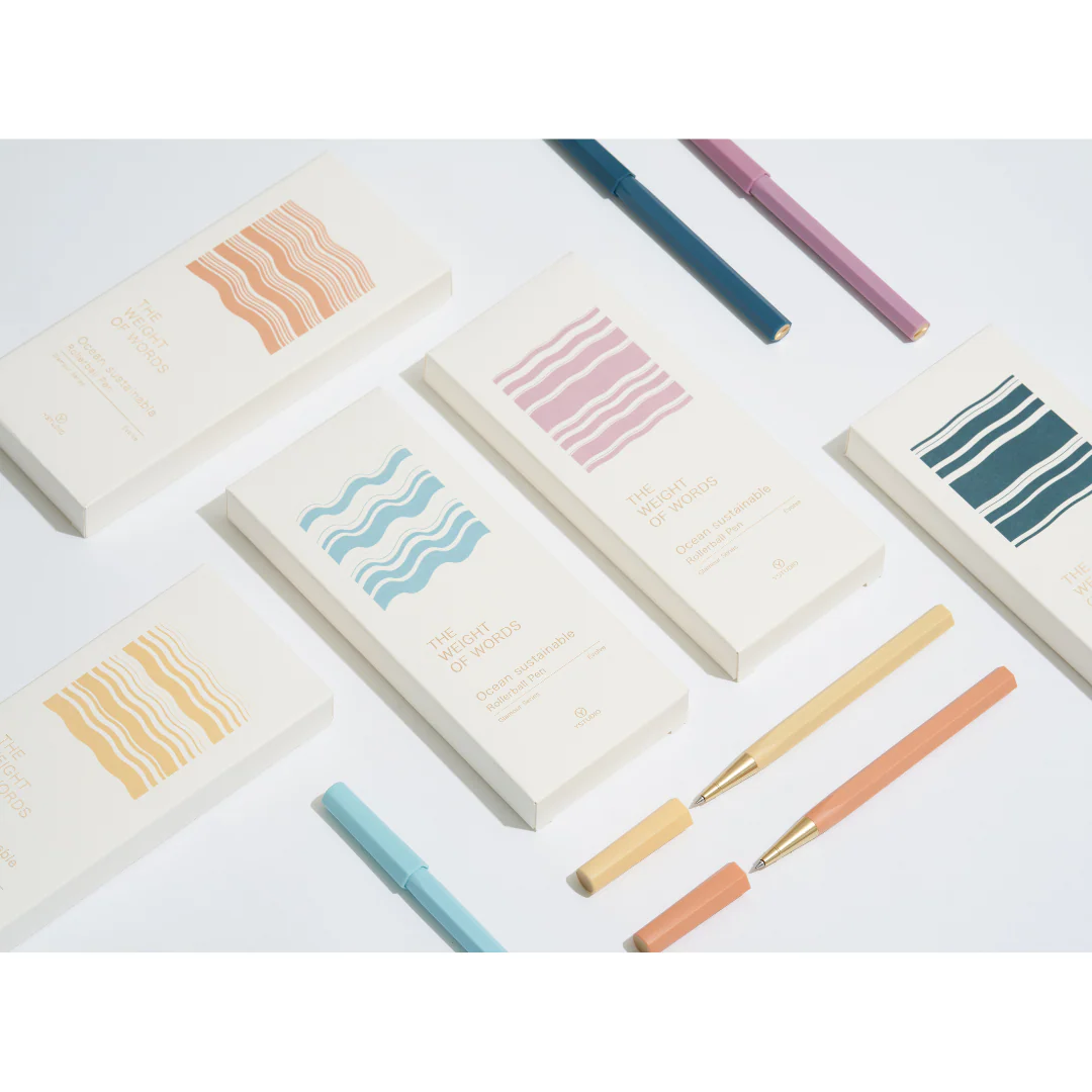 Ystudio Glamour Evolve-Ocean Sustainable Rollerball Pen - Dawn Yellow - Image 13