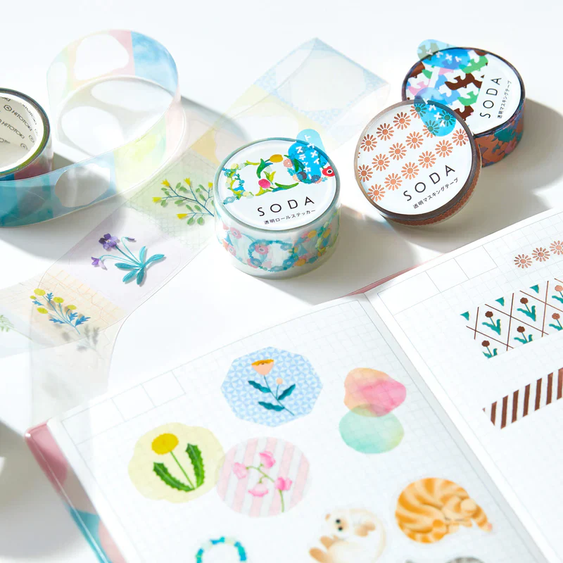 KITTA Soda Transparent Masking Tape (Sticker Type) - Rolling Cat - Image 4