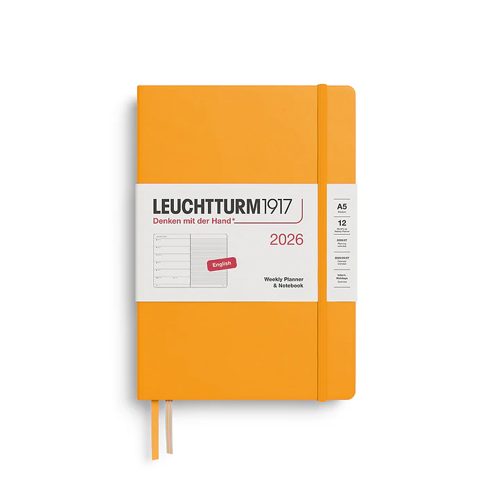 Leuchtturm1917 A5 Medium Hardcover Weekly Planner & Notebook 2026 – Rising Sun
