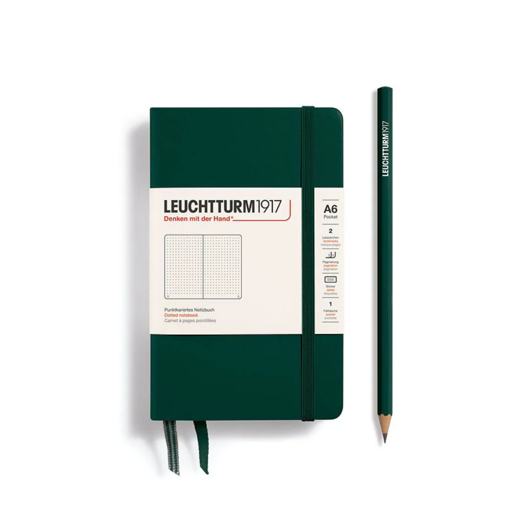 Leuchtturm1917 A6 Pocket Hardcover Notebook - Dotted / Forest Green