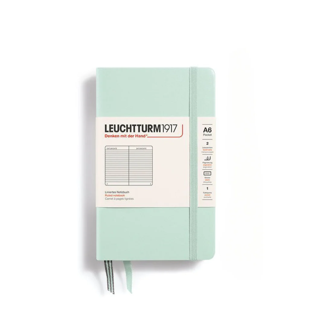 Leuchtturm1917 A6 Pocket Hardcover Notebook - Ruled / Mint Green - Image 3