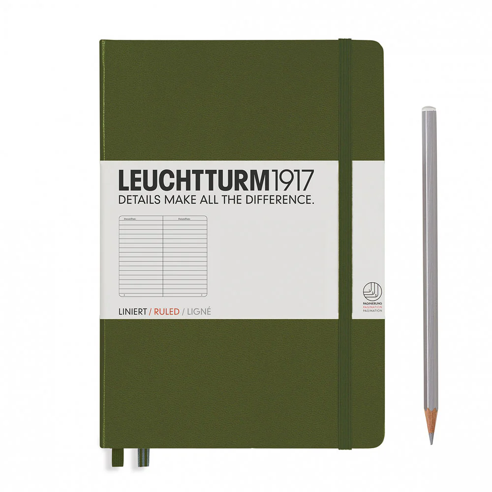 Leuchtturm1917 Hardcover A5 Medium Notebook Army - Ruled
