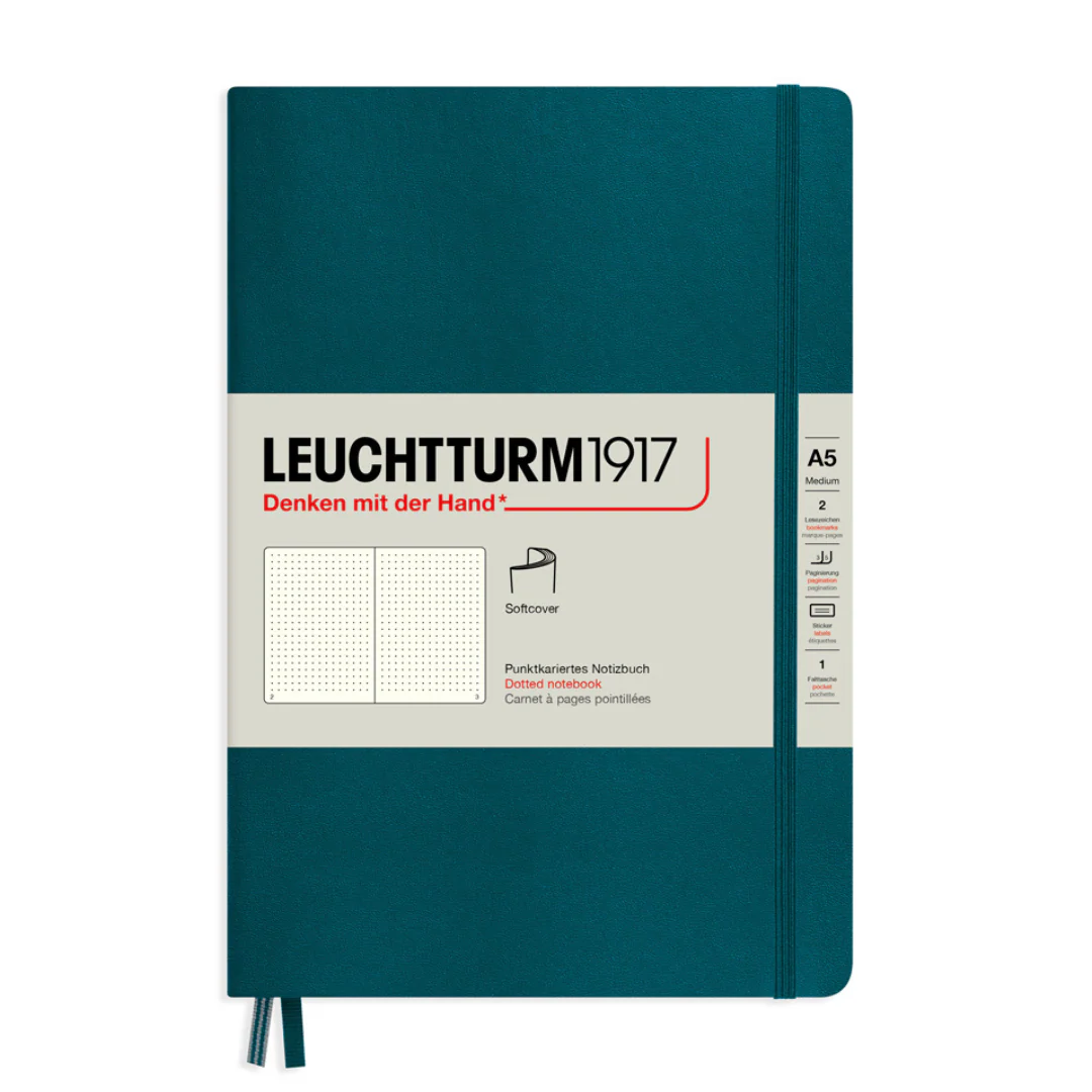Leuchtturm1917 A5 Medium Softcover Notebook - Dotted / Pacific Green - Image 3