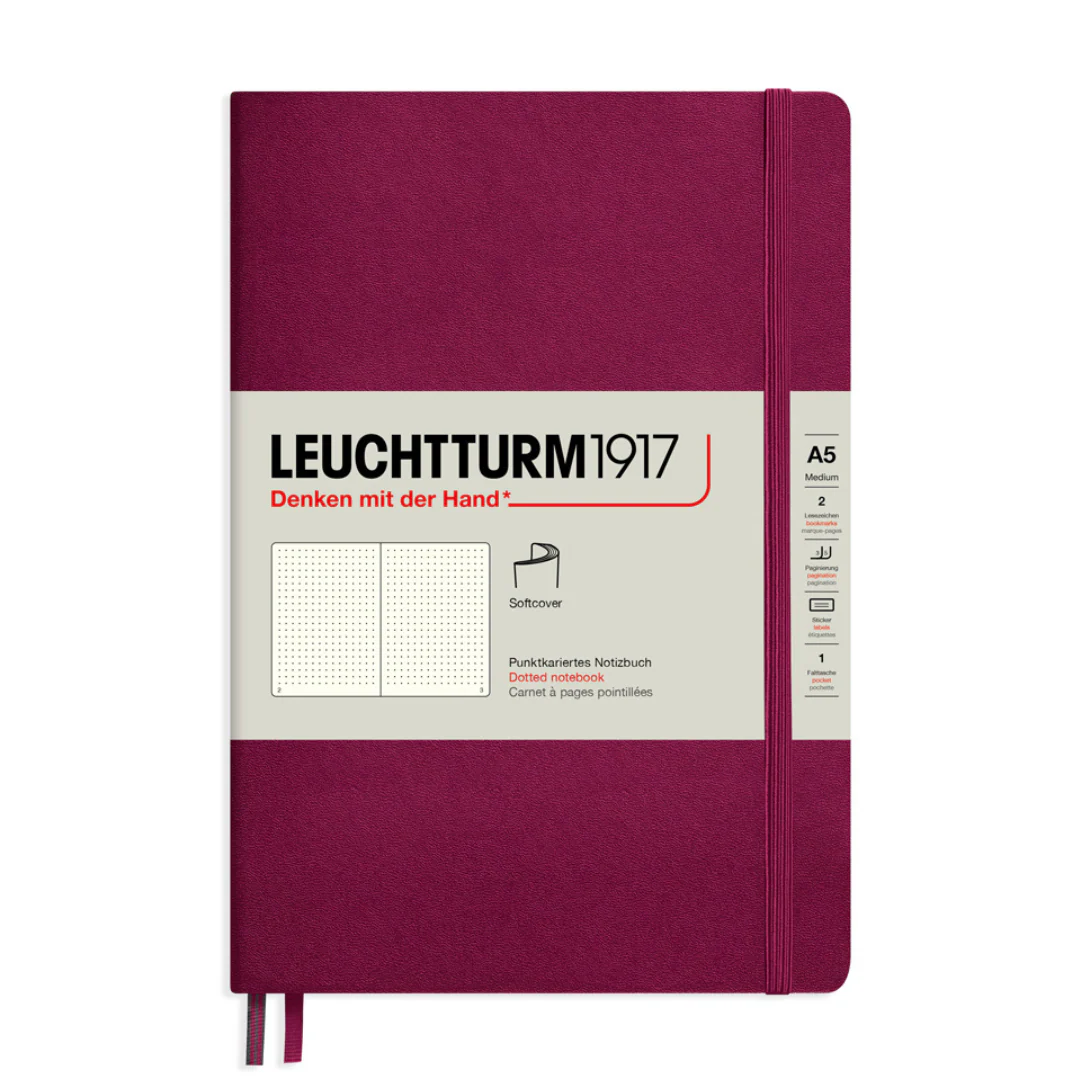 Leuchtturm1917 A5 Medium Softcover Notebook - Dotted / Port Red - Image 3