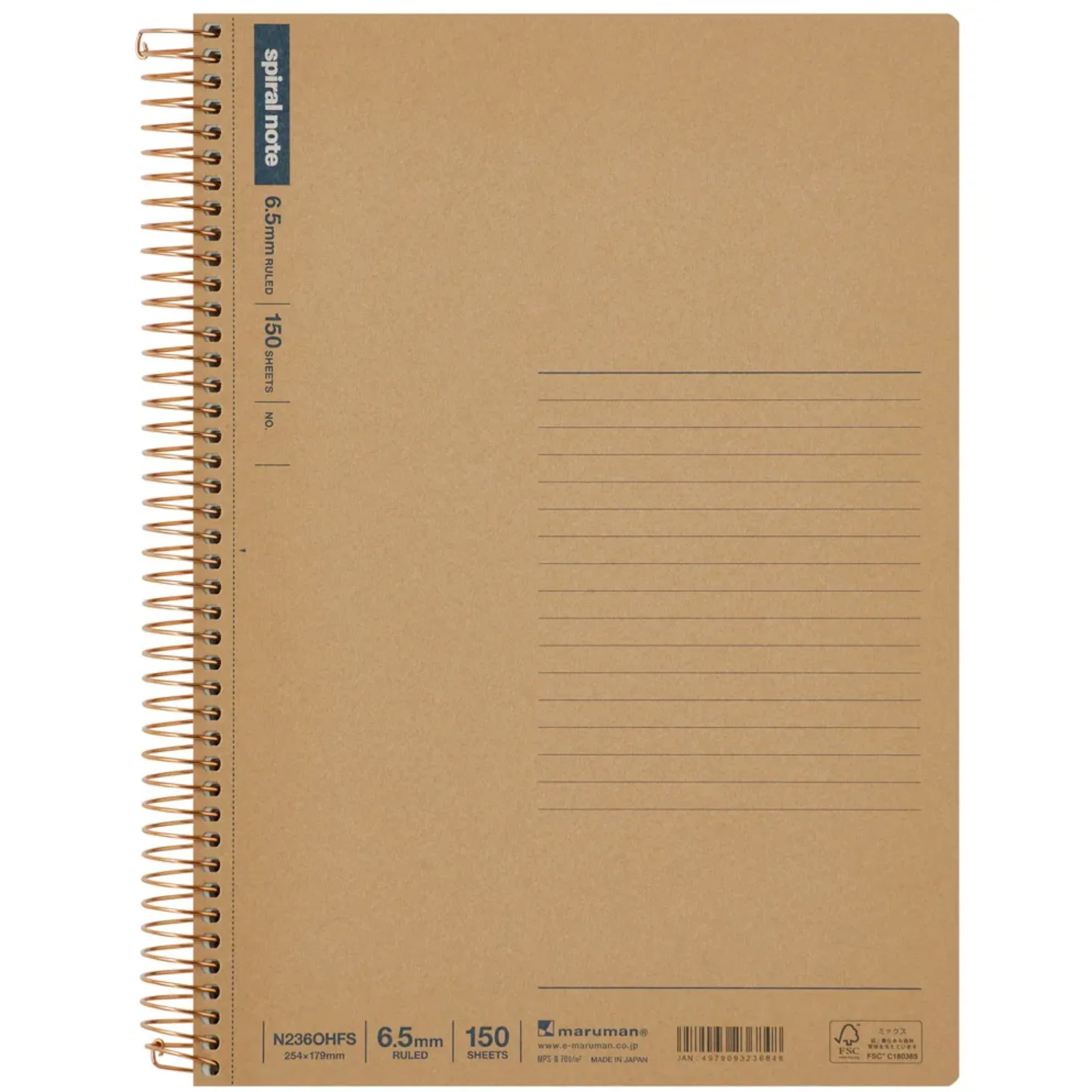 Maruman A5 Spiral Note BASIC 6.5mm 150 Sheet