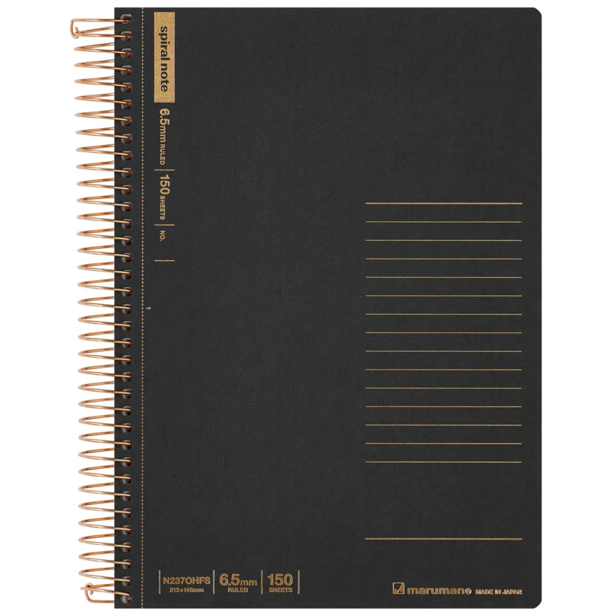 Maruman A5 Spiral Note BASIC 6.5mm 150 Sheet - Black