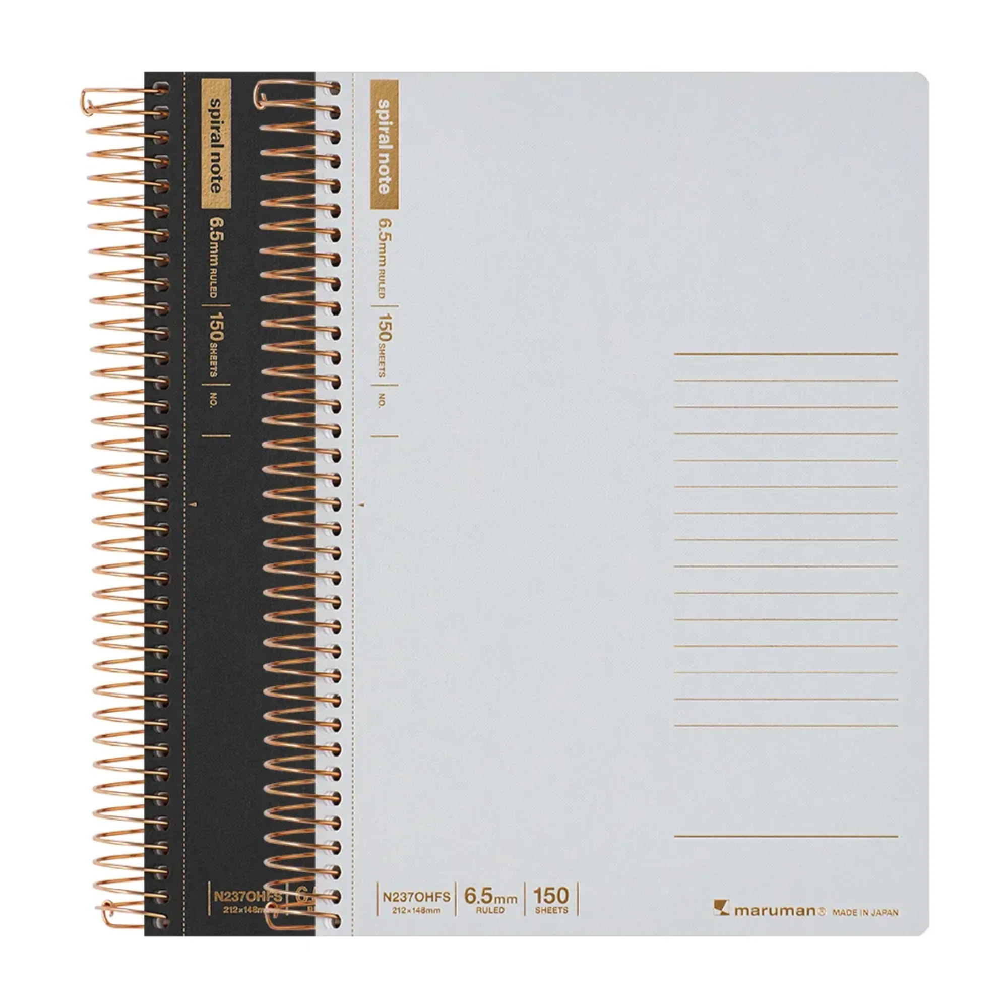 Maruman A5 Spiral Note BASIC 6.5mm 150 Sheet - Black - Image 2