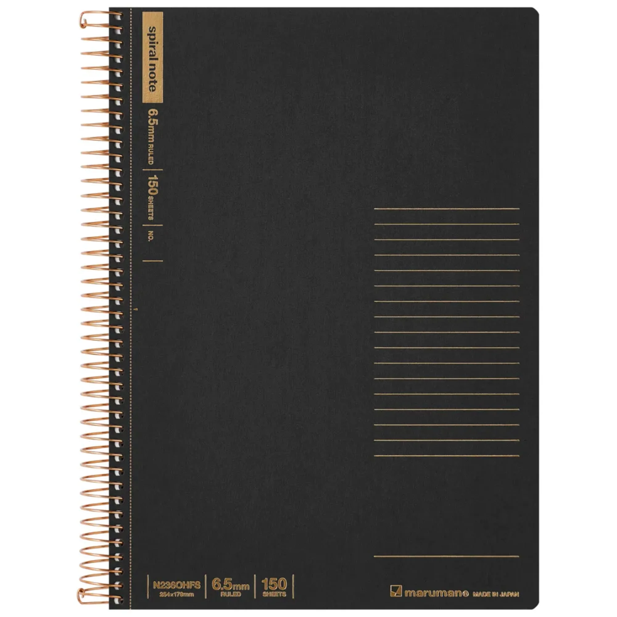 Maruman B5 Spiral Note BASIC 6.5mm 150 Sheet - Black