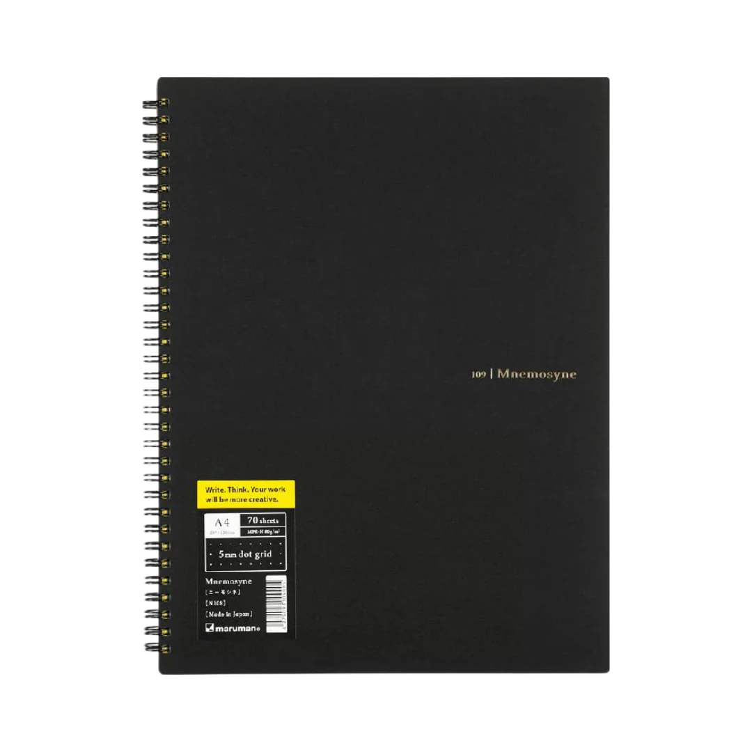 Maruman Mnemosyne A4 Notebook - Dot Grid (Black) - Image 3