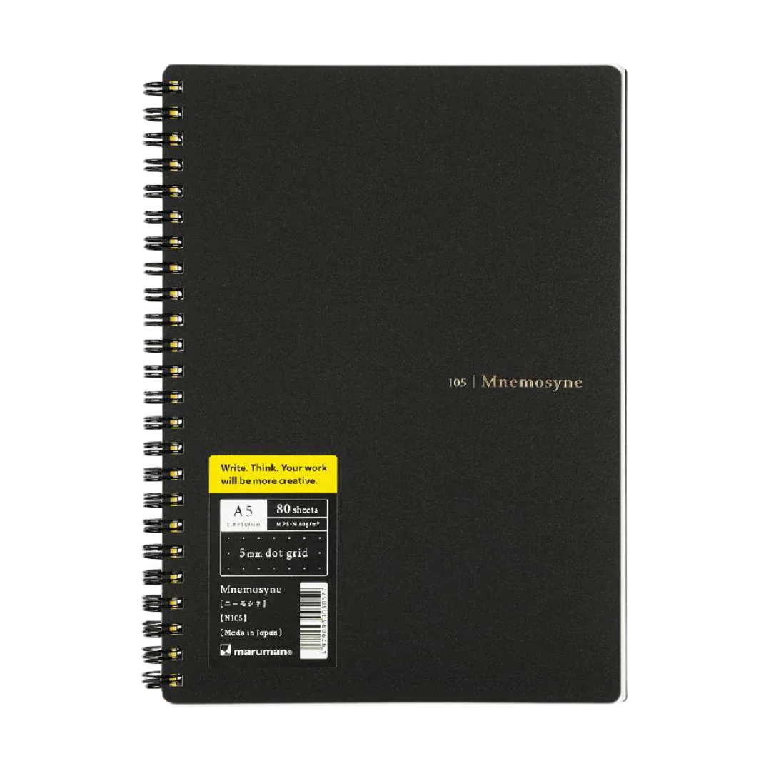 Maruman Mnemosyne A5 Notebook - Dot Grid (Black) - Image 2