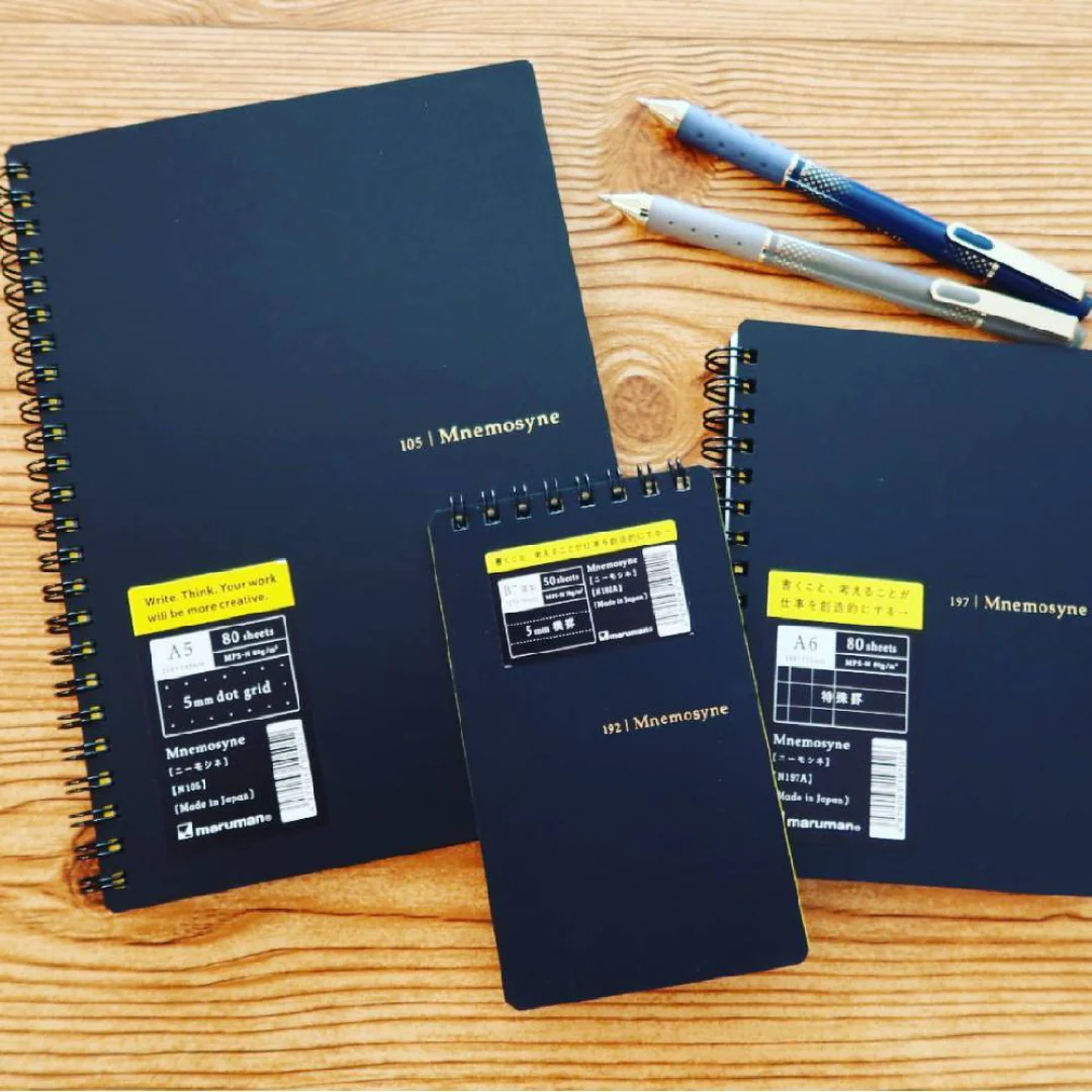 Maruman Mnemosyne A5 Notebook - Dot Grid (Black) - Image 7