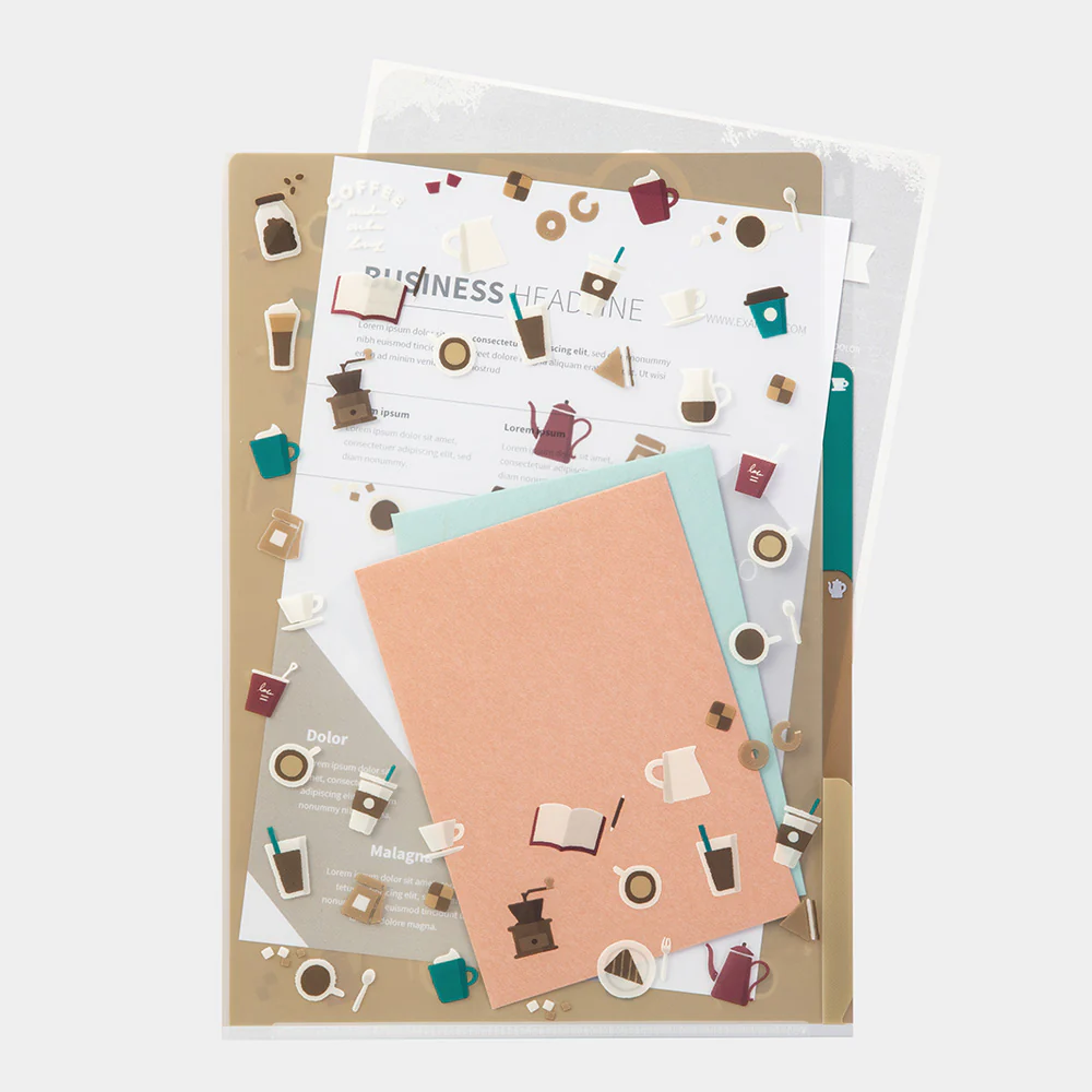 Midori A4 3 Pockets Clear Folder - Coffee A - Image 2
