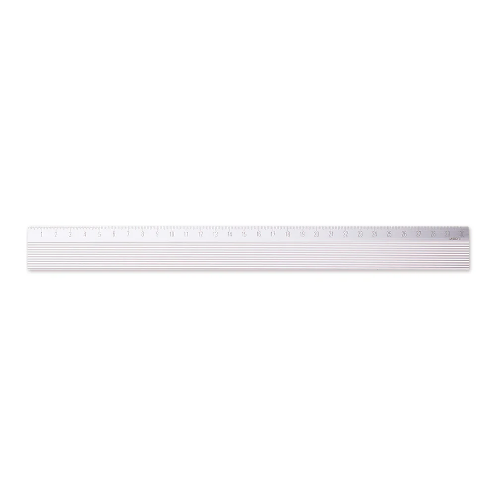 Midori Aluminum Aluminum Ruler - 30cm Non-Slip Silver