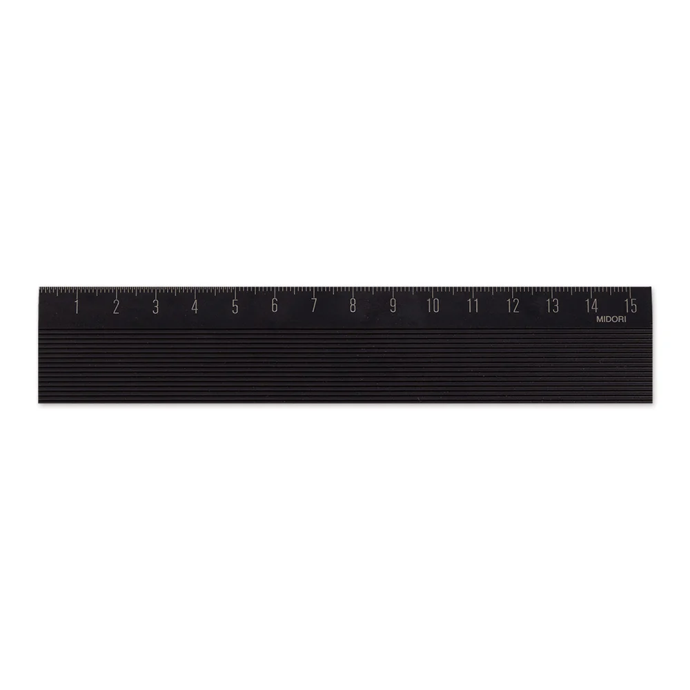 Midori Aluminum Ruler 15cm Non-Slip - Black