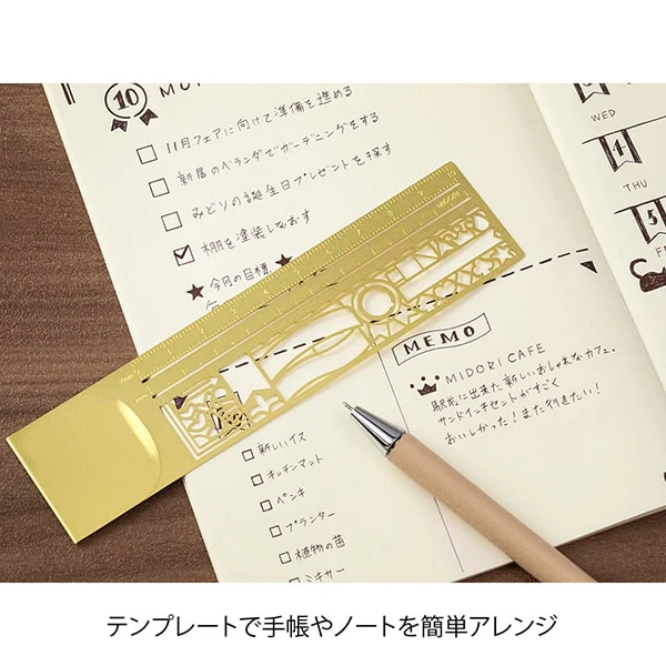 Midori Clip Brass Ruler Decorative Pattern - Image 3