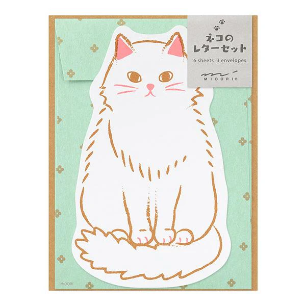 Midori Letter Set Die-Cut Animal - Cat Pattern