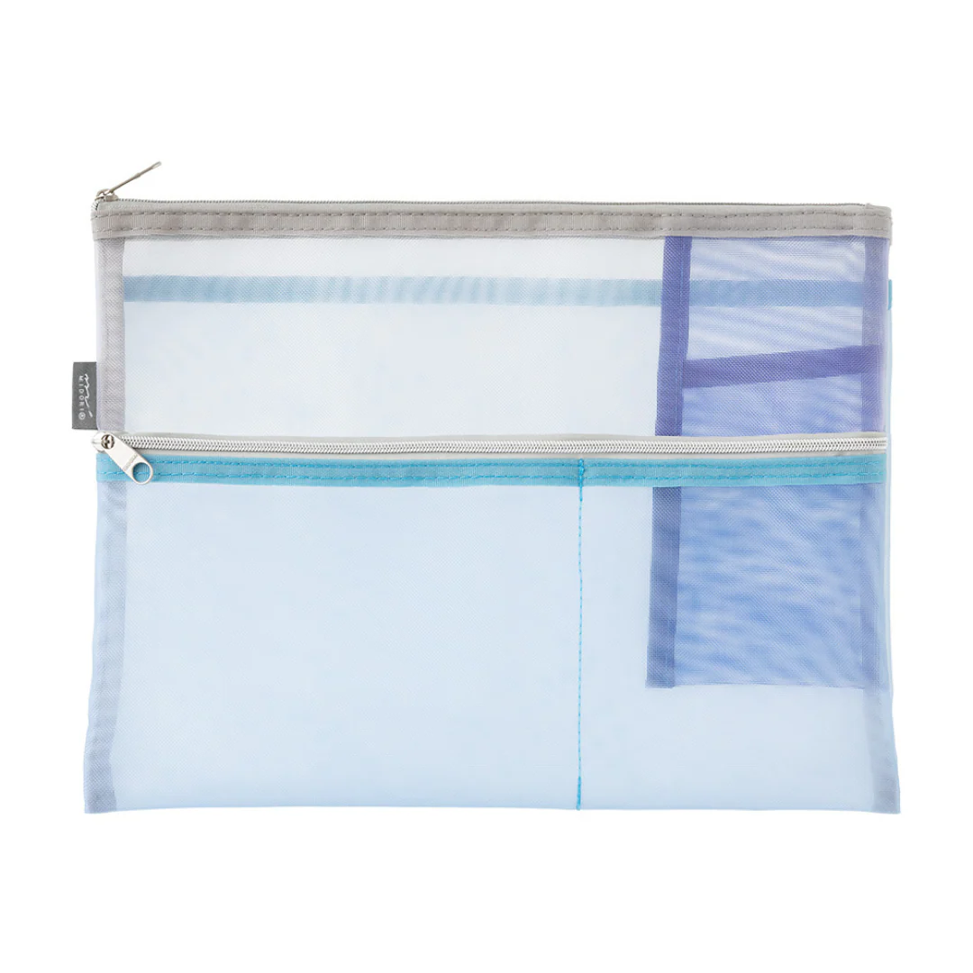 Midori Pen & Tool Pouch (B5) Mesh - Light Blue - Image 2