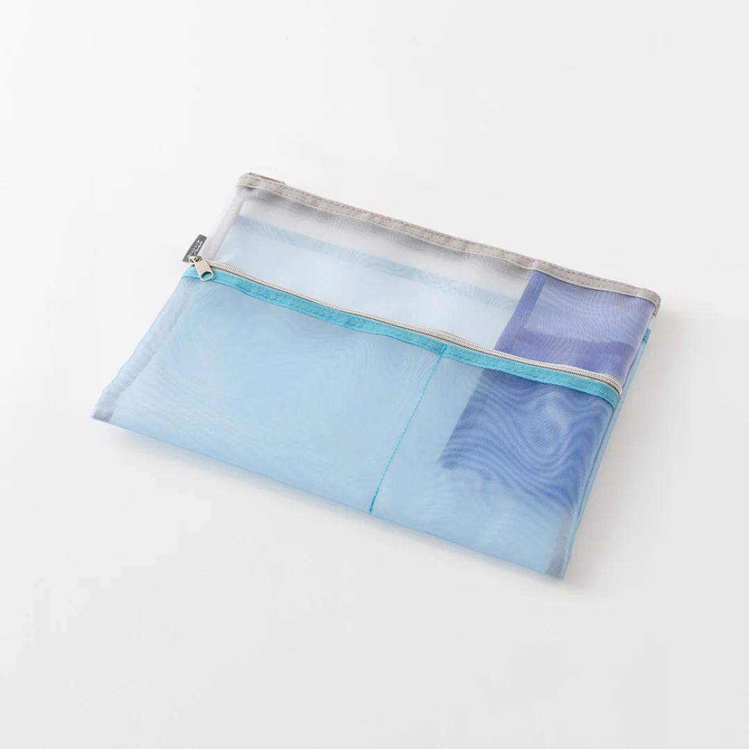 Midori Pen & Tool Pouch (B5) Mesh - Light Blue - Image 3