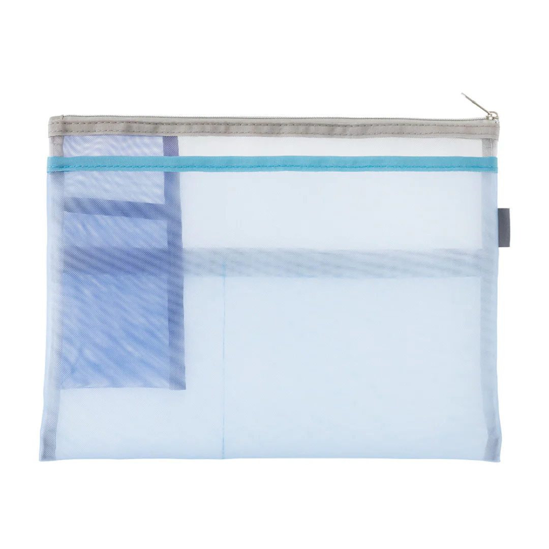 Midori Pen & Tool Pouch (B5) Mesh - Light Blue - Image 4