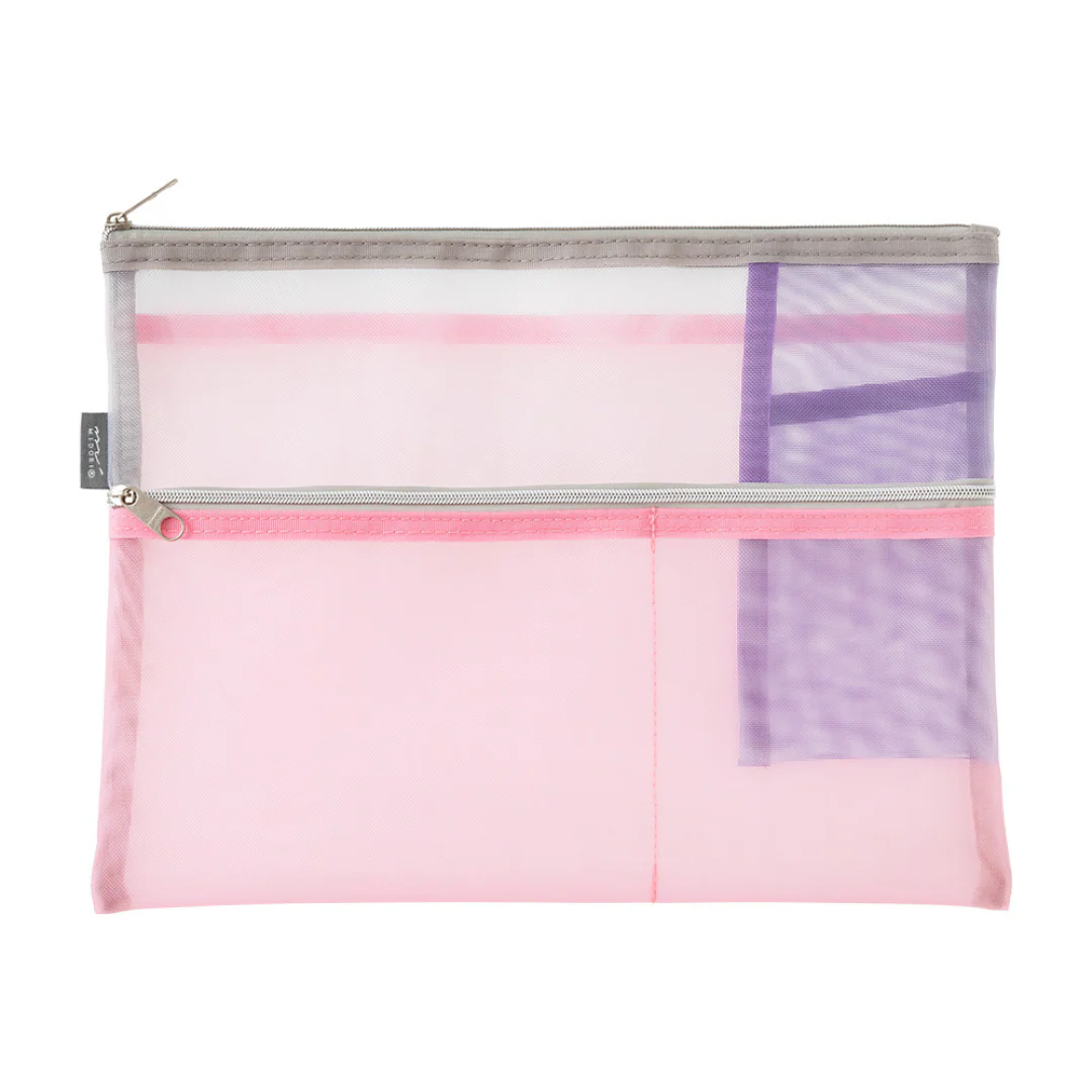 Midori Pen & Tool Pouch (B5) Mesh - Pink - Image 2