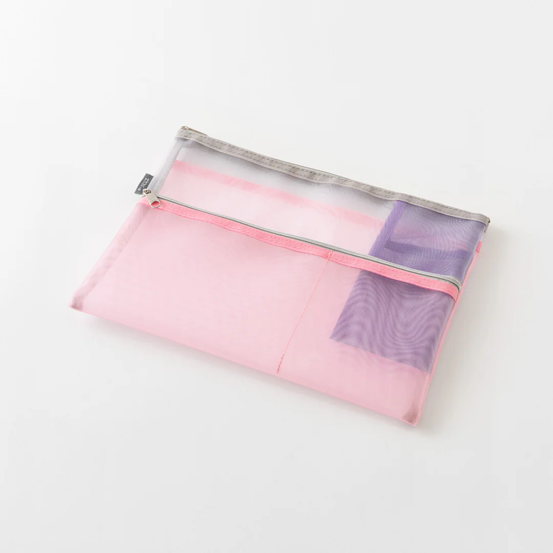 Midori Pen & Tool Pouch (B5) Mesh - Pink - Image 5