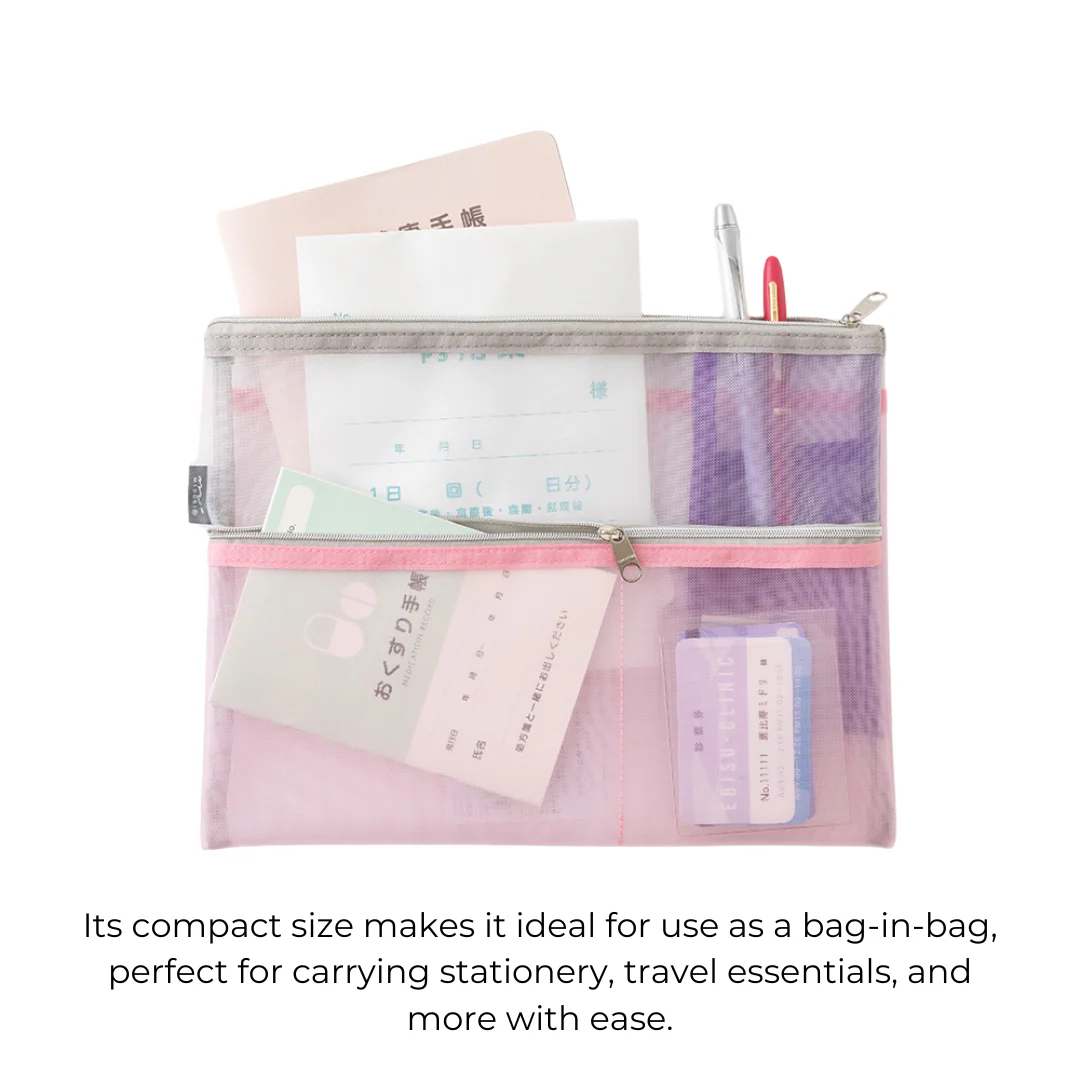 Midori Pen & Tool Pouch (B5) Mesh - Pink - Image 6