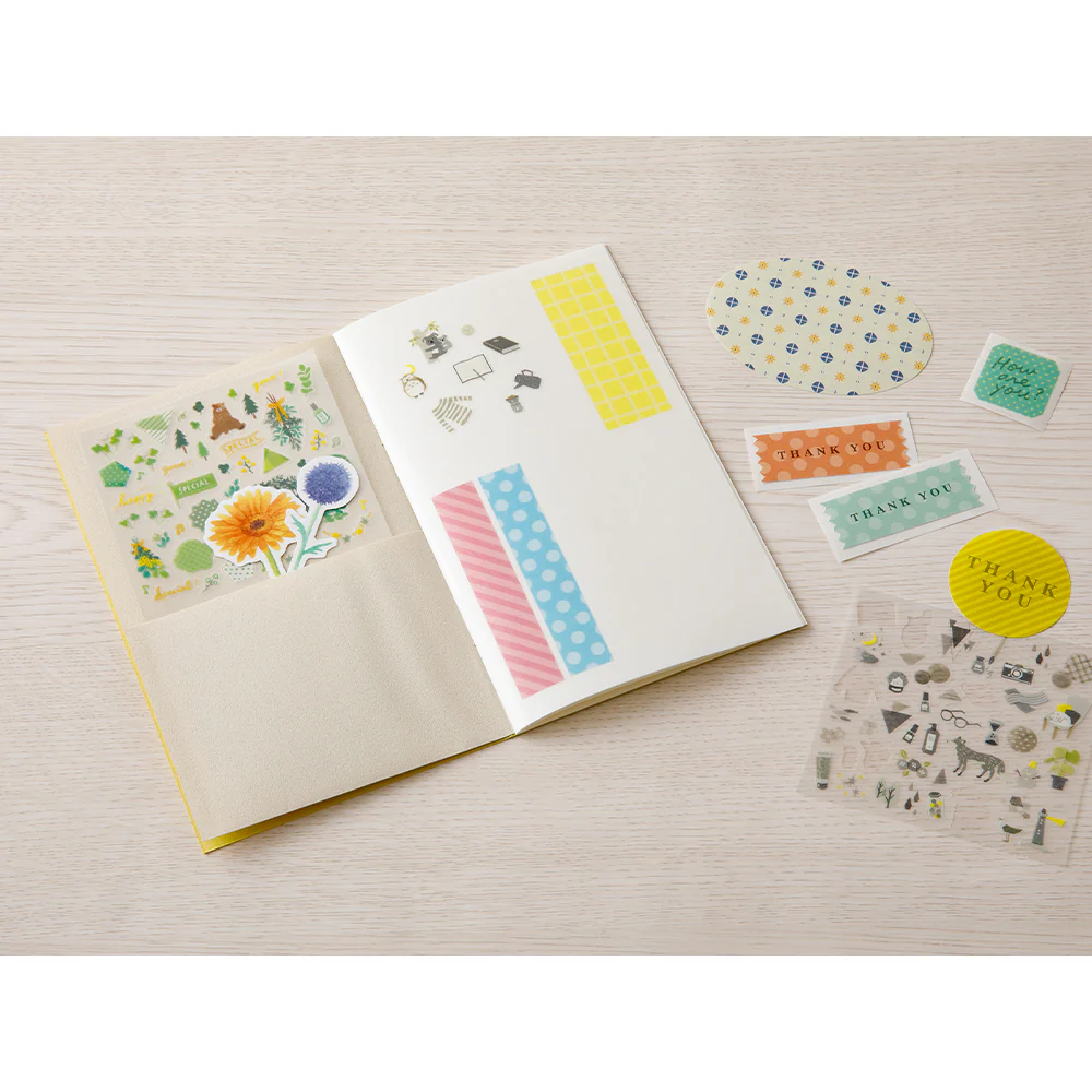 Midori Sticker Book with Pocket - Yellow - Image 3