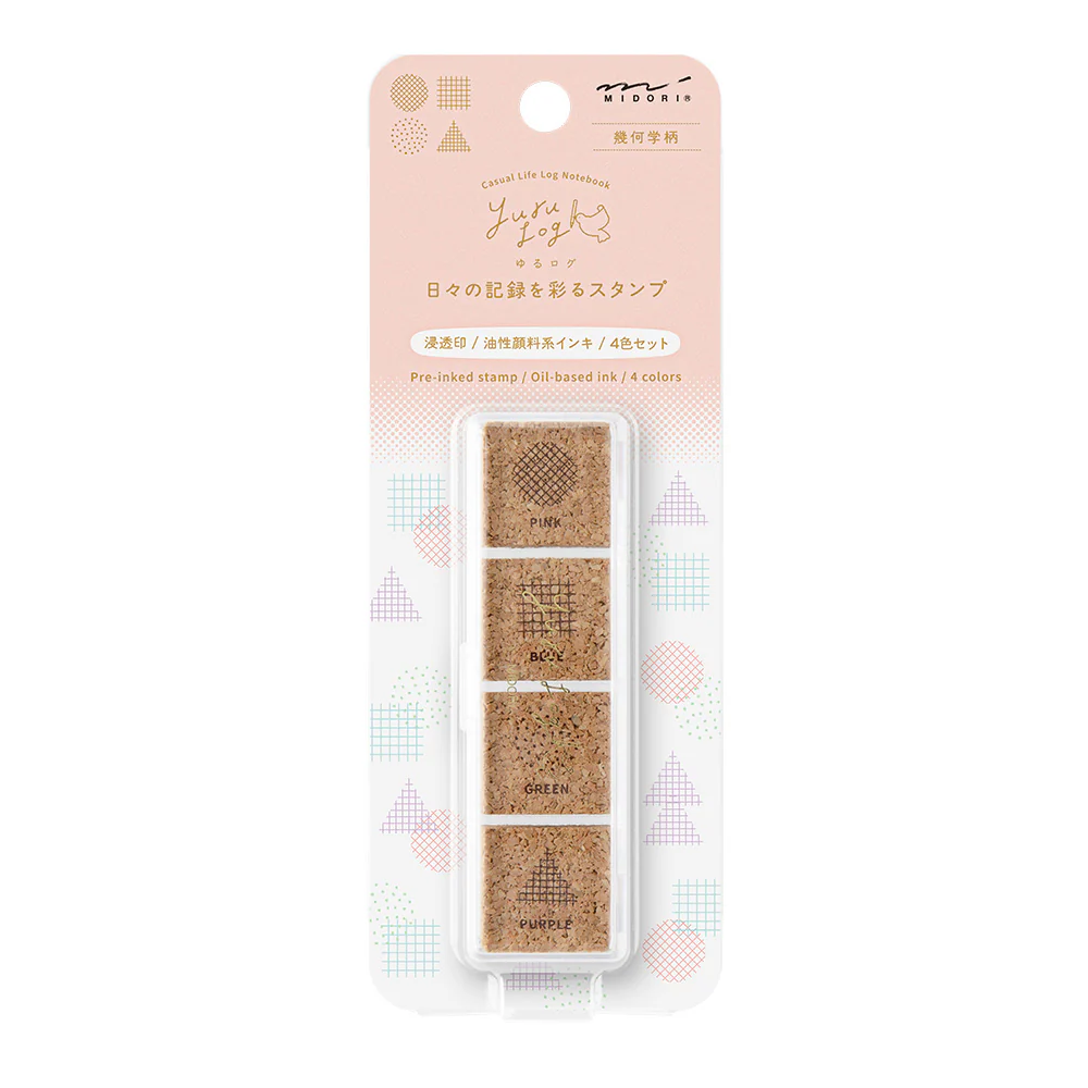 Midori Yuru Log Pre-inked Stamp - Geometry
