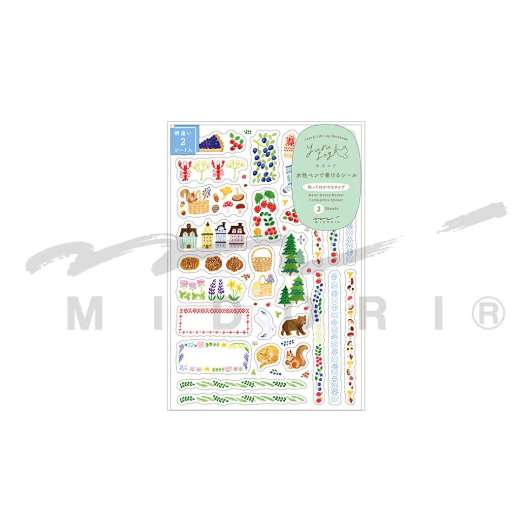Midori Yuru Log Sticker (2 Sheets) - Scandinavia - Image 3