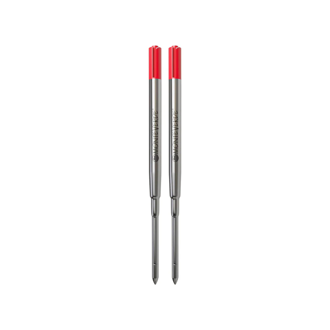 Monteverde Soft Roll Ballpoint Refill To Fit Parker Ballpoint Pen (Pack of 2) - Red / Medium