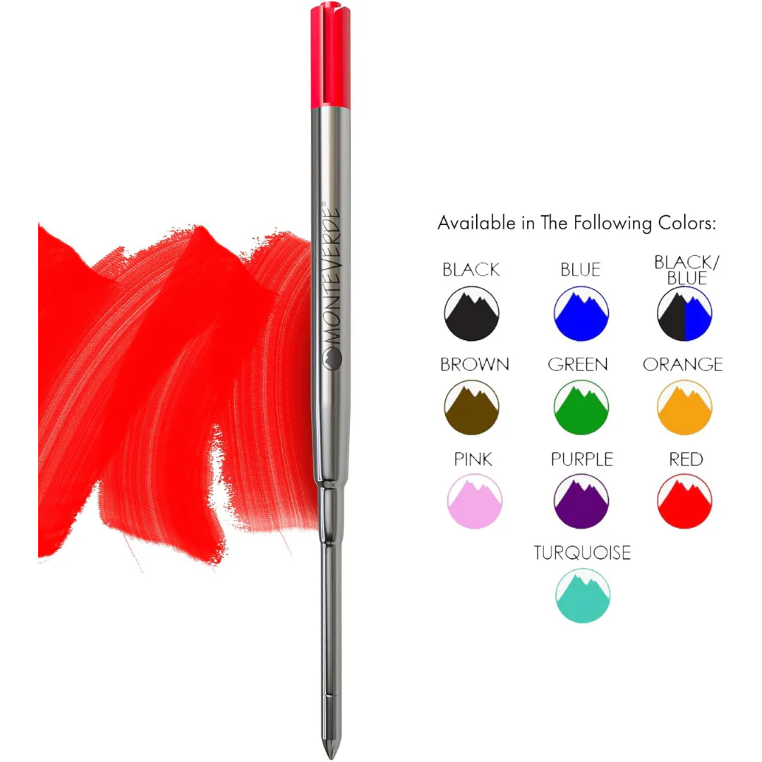Monteverde Soft Roll Ballpoint Refill To Fit Parker Ballpoint Pen (Pack of 2) - Red / Medium - Image 2