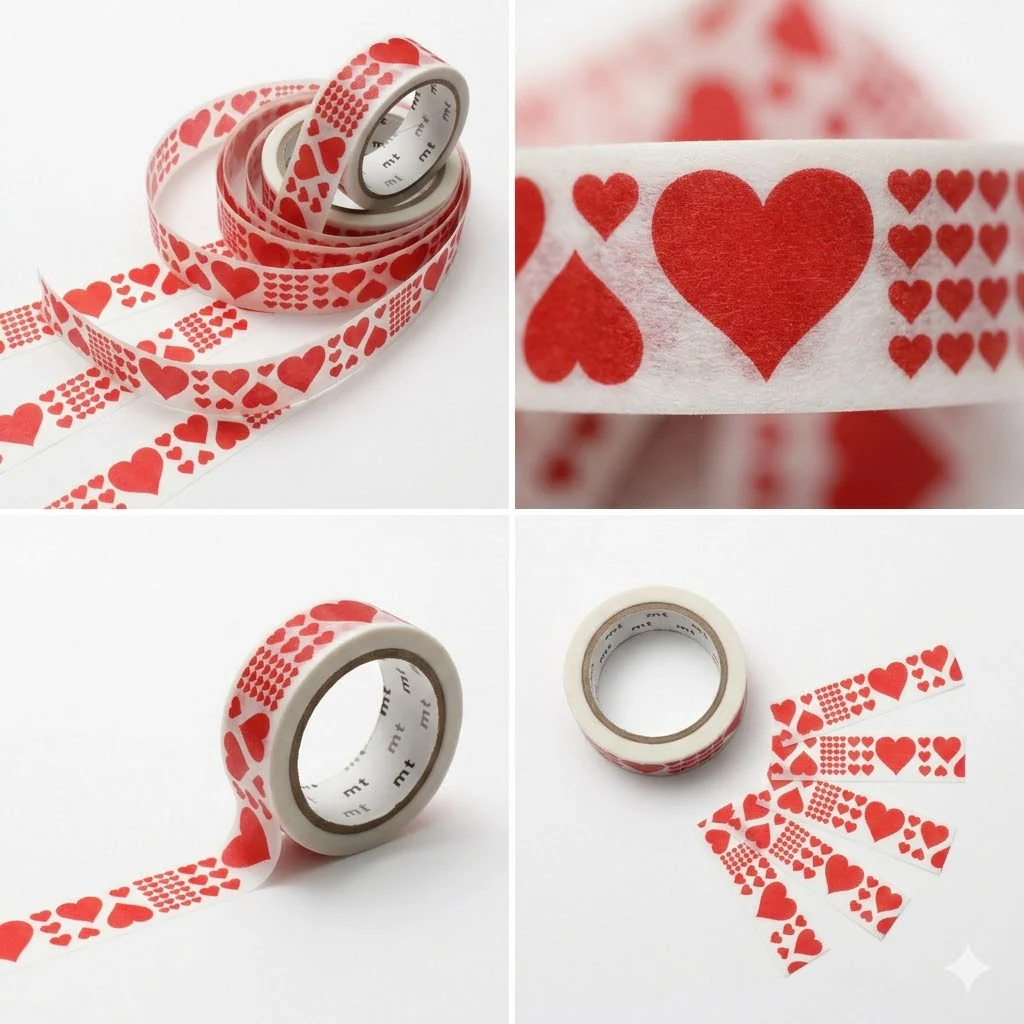 MT 1P Kamoi Washi Tape - Heart Red - Image 3