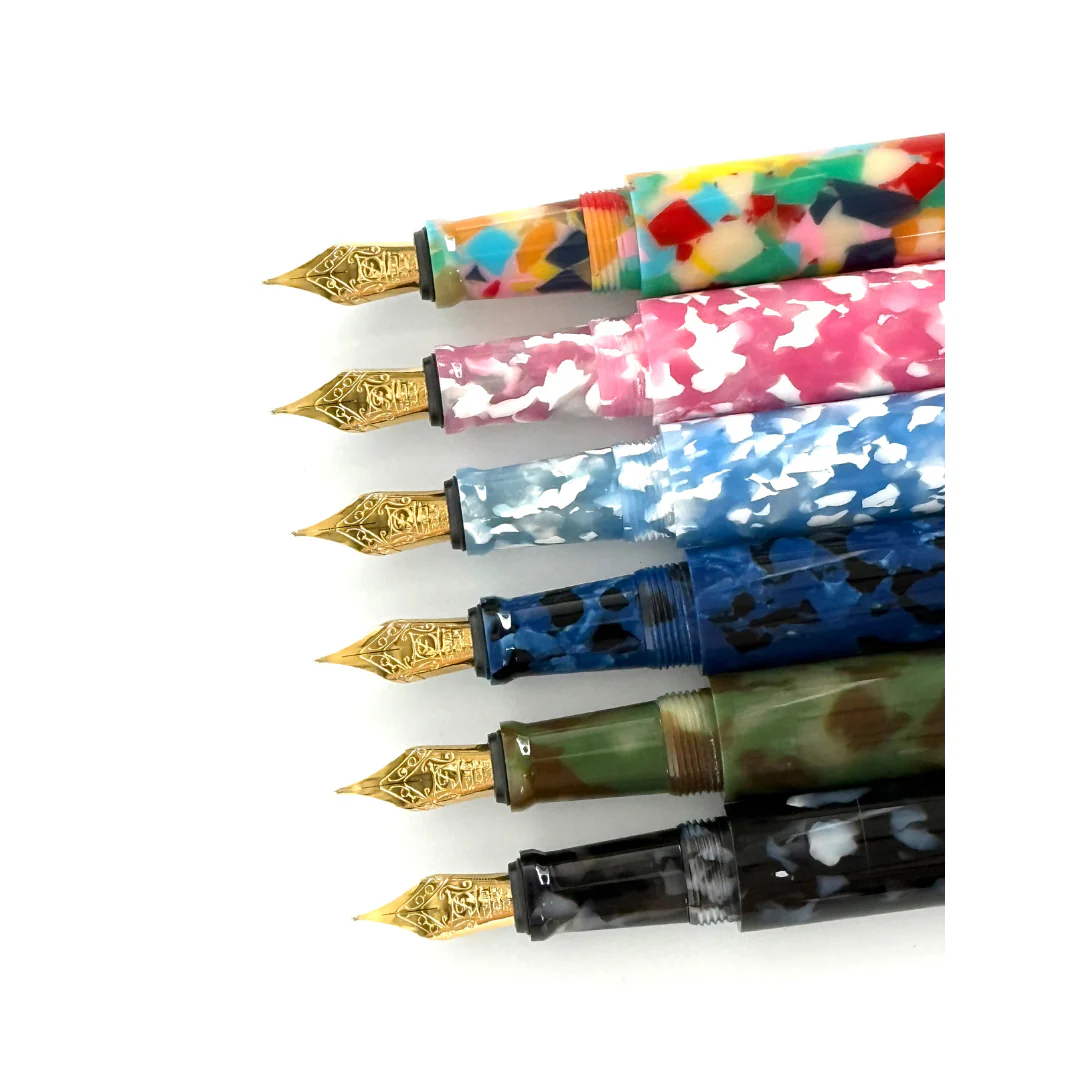 Onishi Hand Made POCKET Fountain Pen (NEW!) - Blue Marble - Image 6