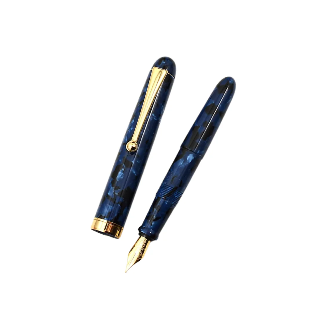 Onishi Hand Made POCKET Fountain Pen with CLIP - Blue Marble - Image 2