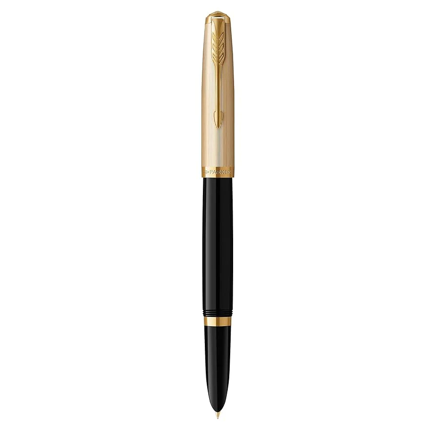 Parker 51 Deluxe Premium Black GT 18k Gold Nib Fountain Pen - Fine Nib - Image 2