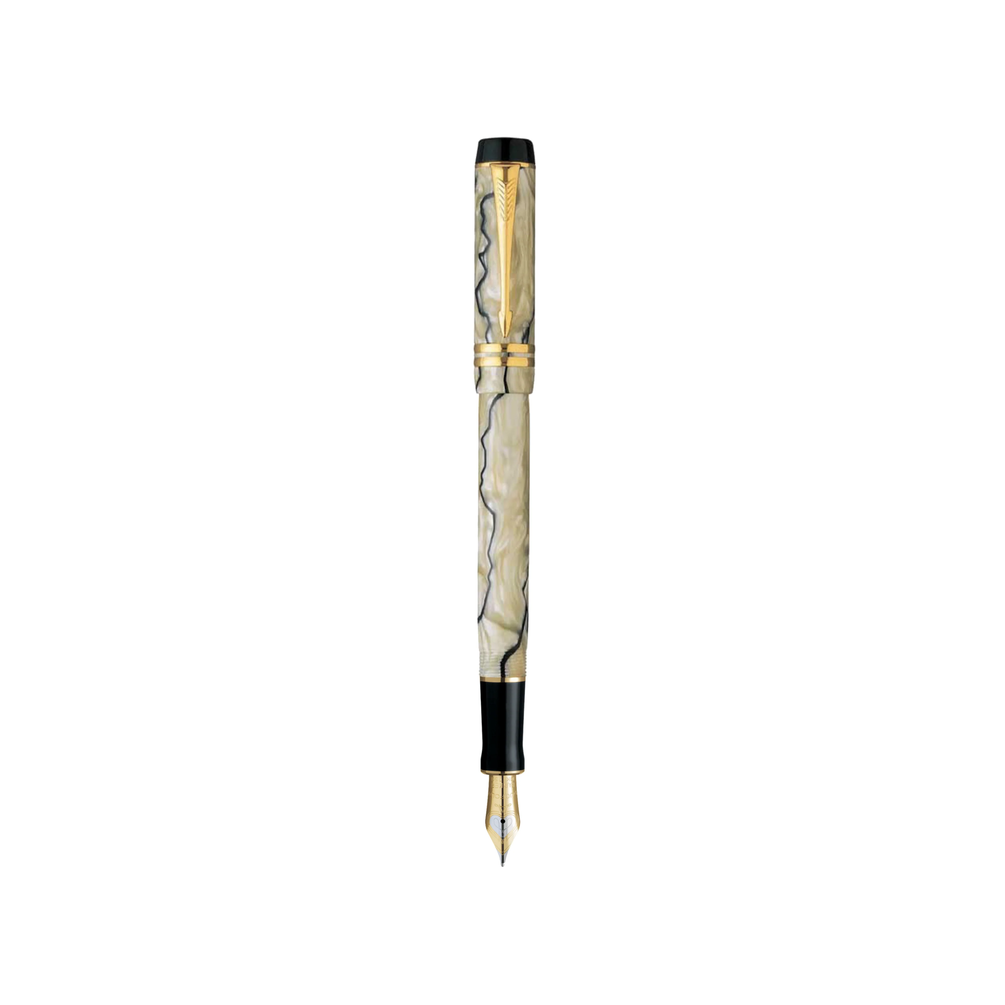 Parker Duofold Demi Pearl Black PT Fountain Pen - Medium Nib - Image 2