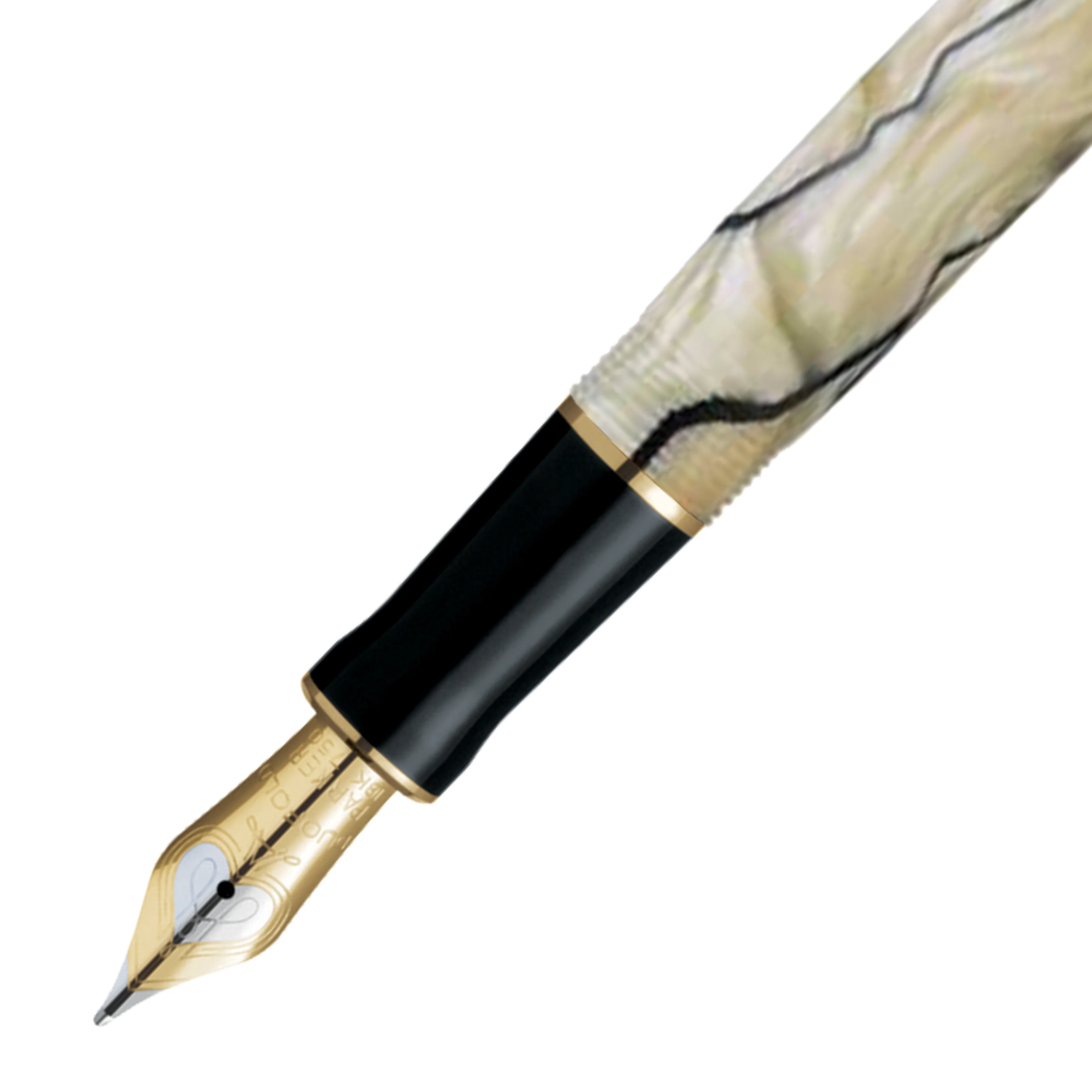 Parker Duofold Demi Pearl Black PT Fountain Pen - Medium Nib - Image 3