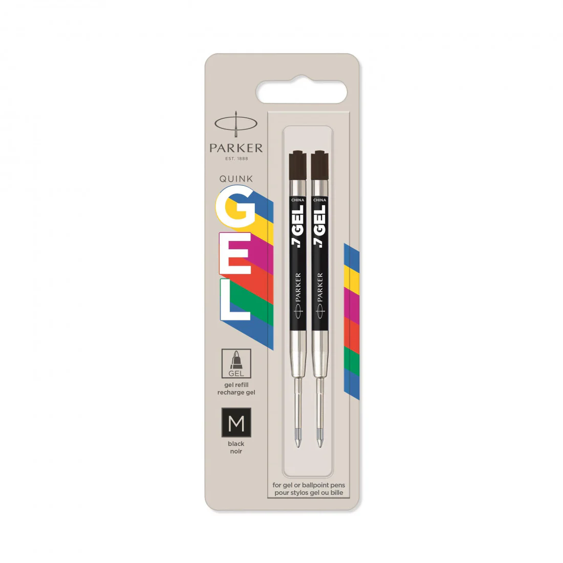 Parker Eco Refill PL Gel Ball Medium 0.7 - Black (Pack of 2)