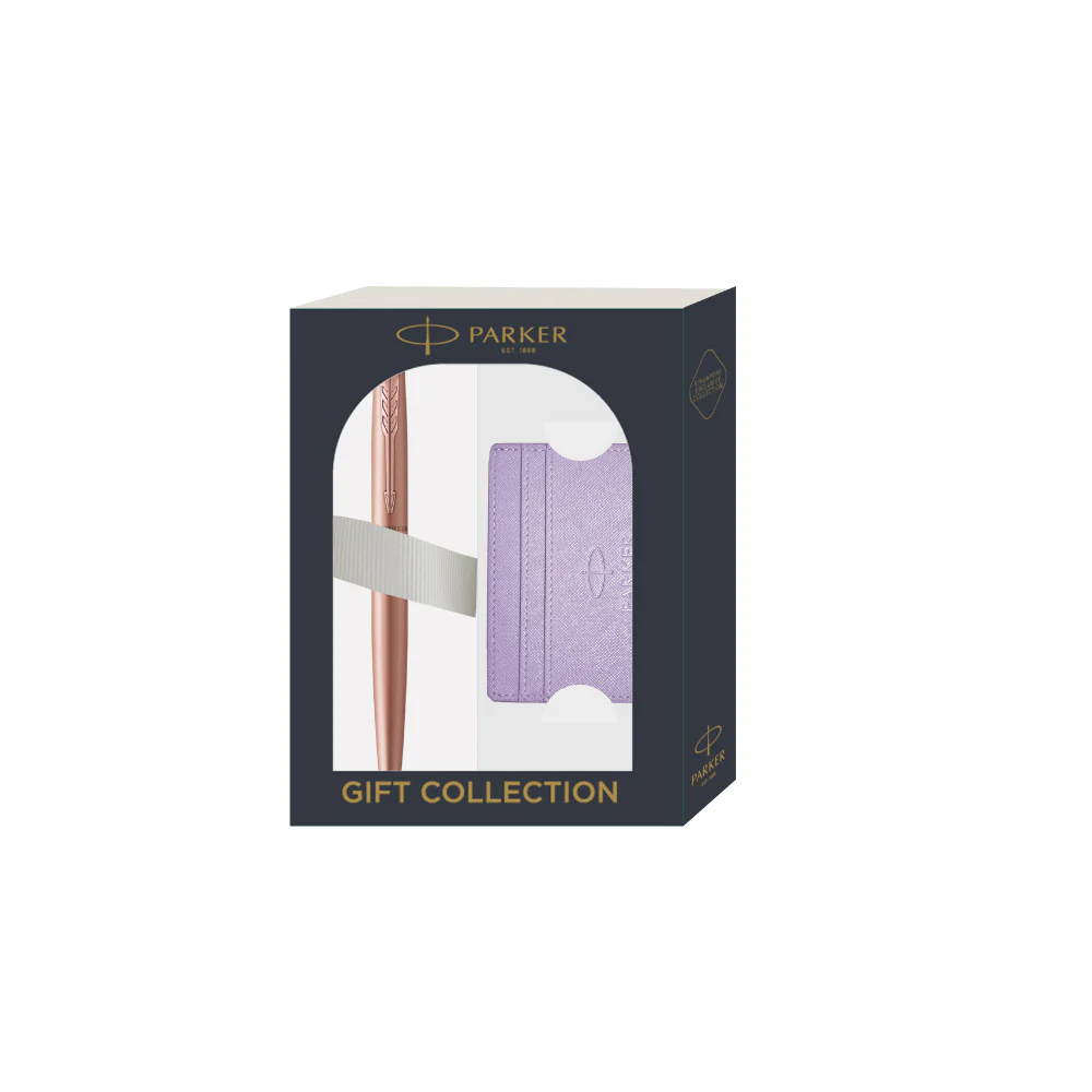 Parker Giftset Jotter XL Pink Gold PGT BP with Card Case in Lilac OR Pink | Ballpoint Pen - Image 3