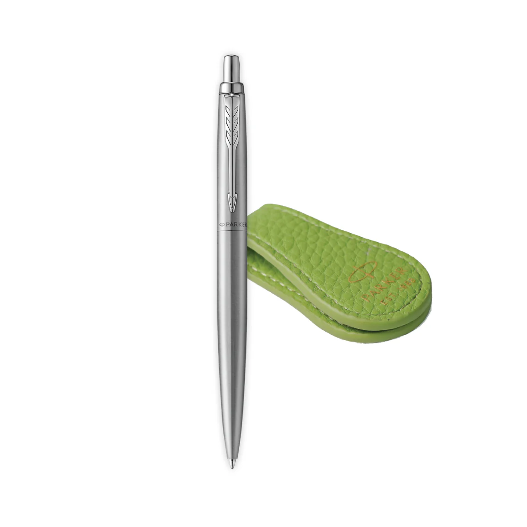 Parker Jotter XL Ballpoint Pen Gift Set - Monochrome Stainless Steel with Chrome Trim with Magnetic Clip - Image 3