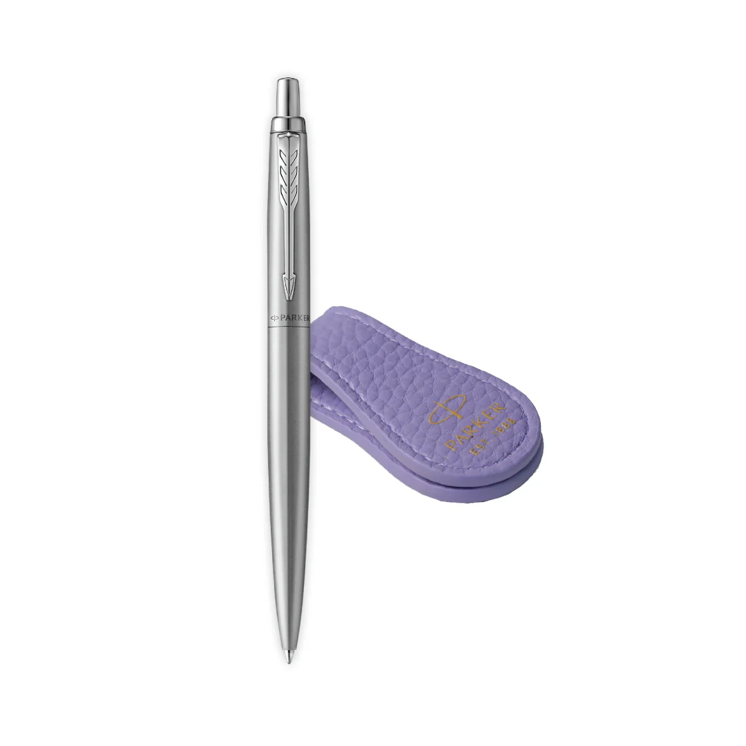 Parker Jotter XL Ballpoint Pen Gift Set - Monochrome Stainless Steel with Chrome Trim with Magnetic Clip - Image 4