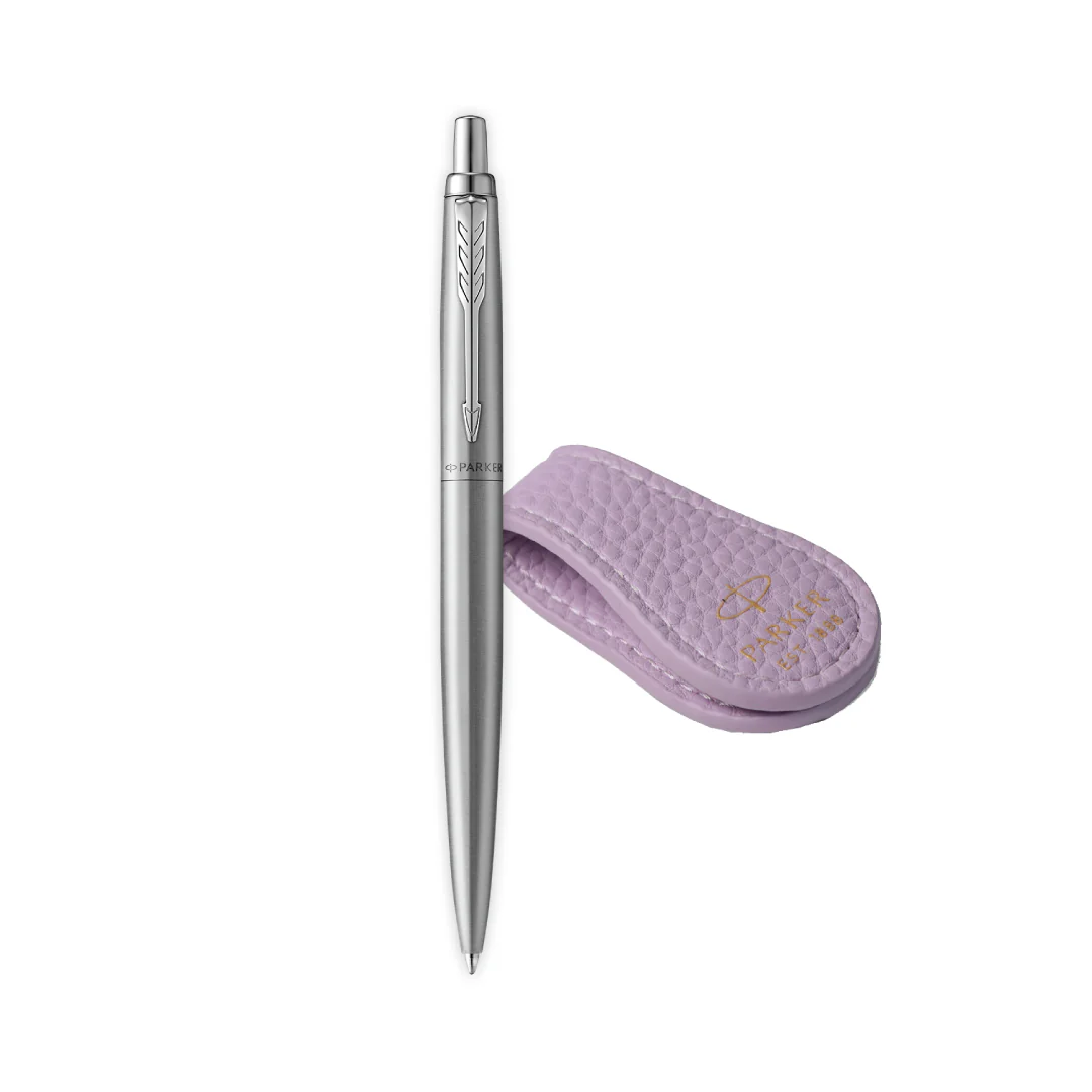 Parker Jotter XL Ballpoint Pen Gift Set - Monochrome Stainless Steel with Chrome Trim with Magnetic Clip - Image 5